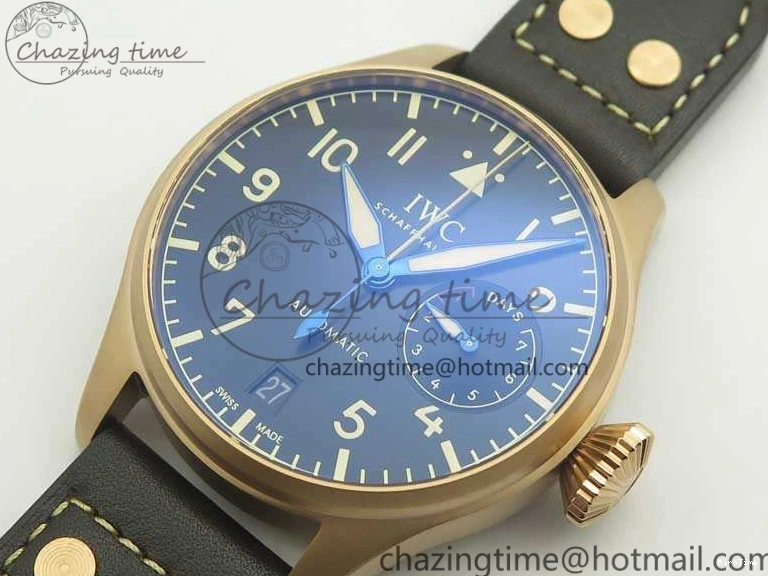 MIROTIME 0503 Big Pilot IW510301 Satin-Polished RG YLF Best Edition Black Dial On Leather Strap A Flexible 7222